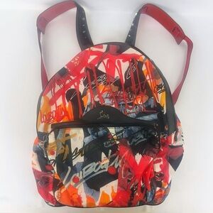 Christian Louboutin Vibrant Red and Black Backpack